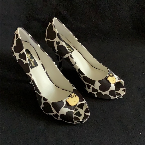 Hello Kitty Shoes - Hello Kitty High Heel Peep Toe Satin Pumps Sz 8.5